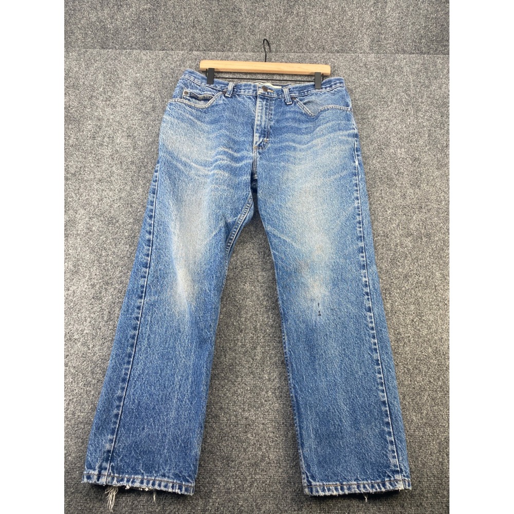 Lee Regular Fit Straight Leg Jeans Mens 36x29 Blue Denim Cotton Faded Distressed